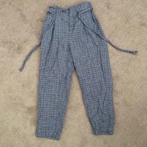 plaid paper bag pants
